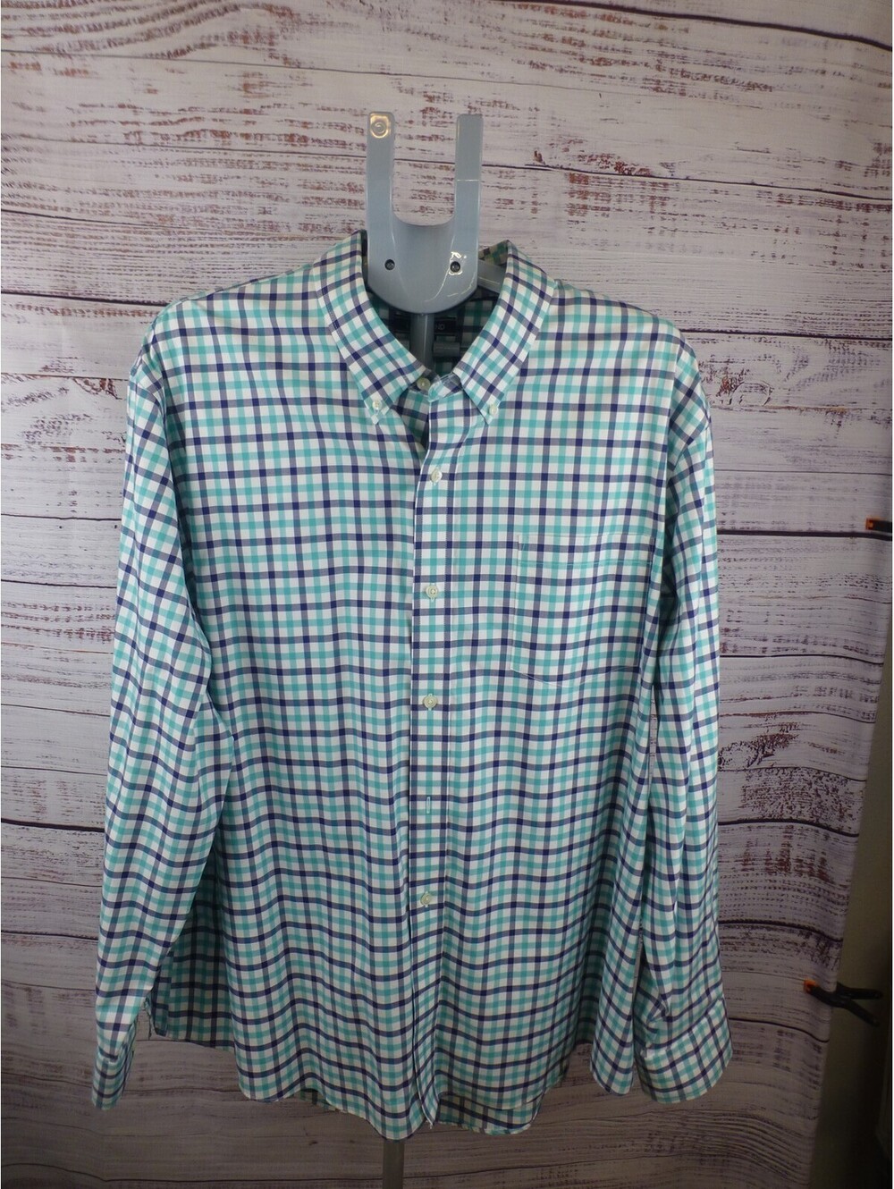 Lands' End Men's XXL 18-18.5 Traditional Fit No Iron Gingham Button Down G5